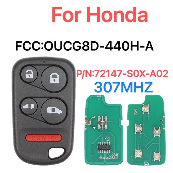 2001-2004 Honda Odyssey / 5-Button Keyless Entry Remote / PN: 72147-S0X-A02 / OUCG8D-440H-A (R-HON-440H-A)